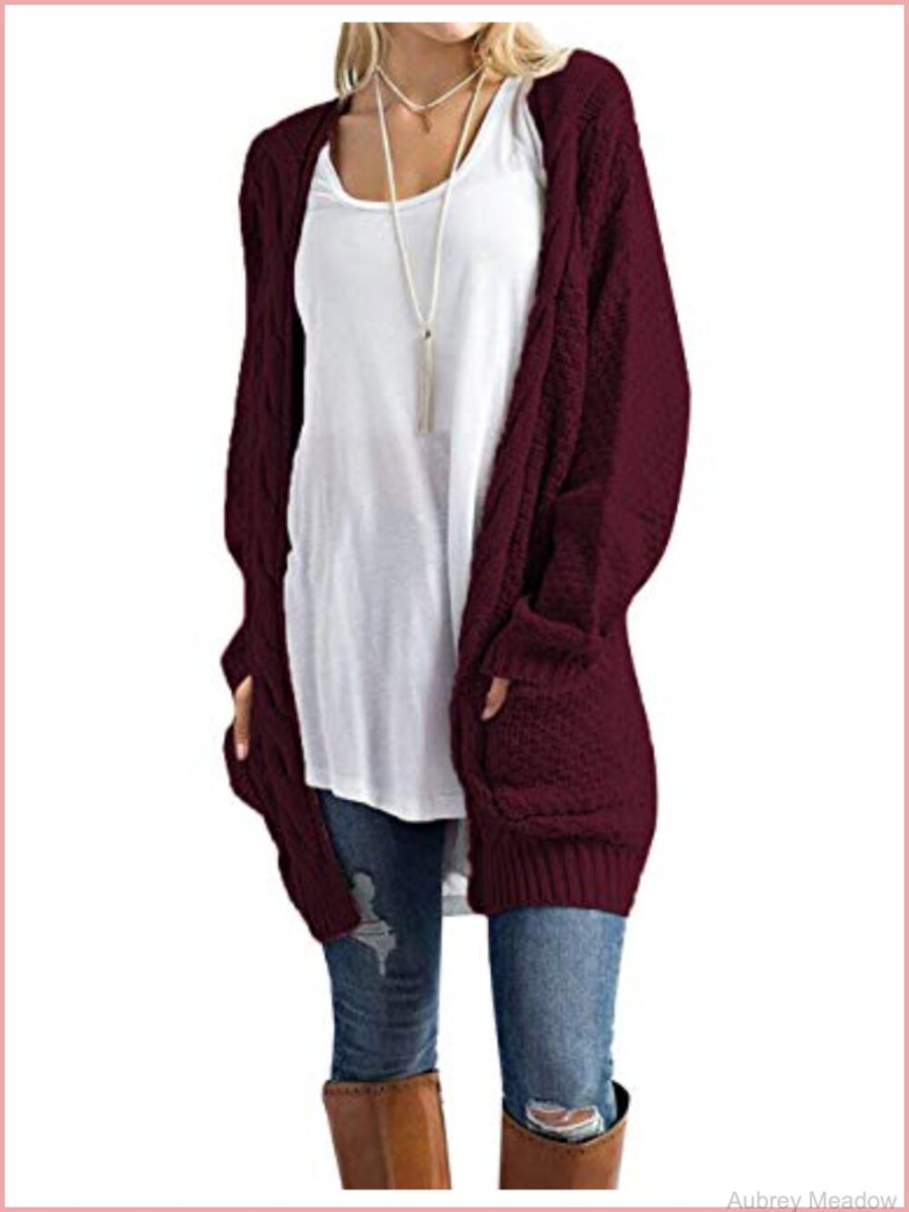 Women's Long Open Front Cardigan Lightweight Knit Sweater